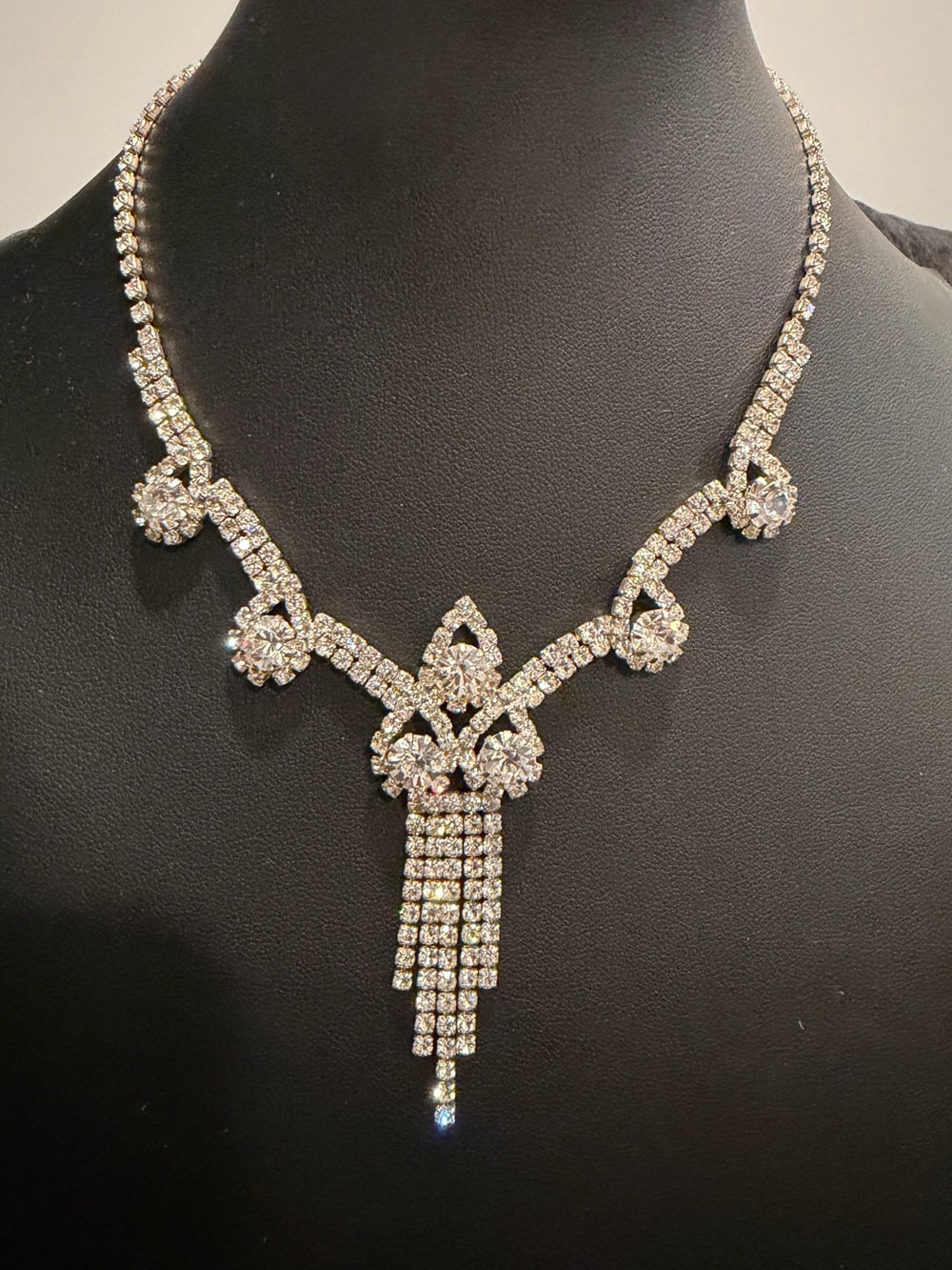 Elegant Crystal Fringe Statement Necklace